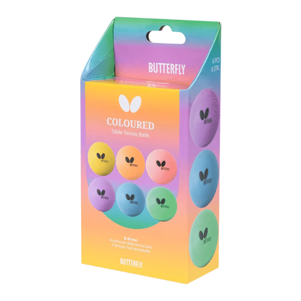 6 כדורי טניס שולחן צבעוניים Butterfly Coloured Balls